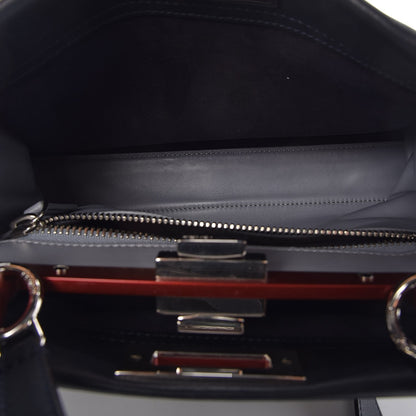 Fendi Vitello Seta Shiny Nappa Medium Peekaboo Iconic Satchel Blue Notte Ardesia 6 of 9