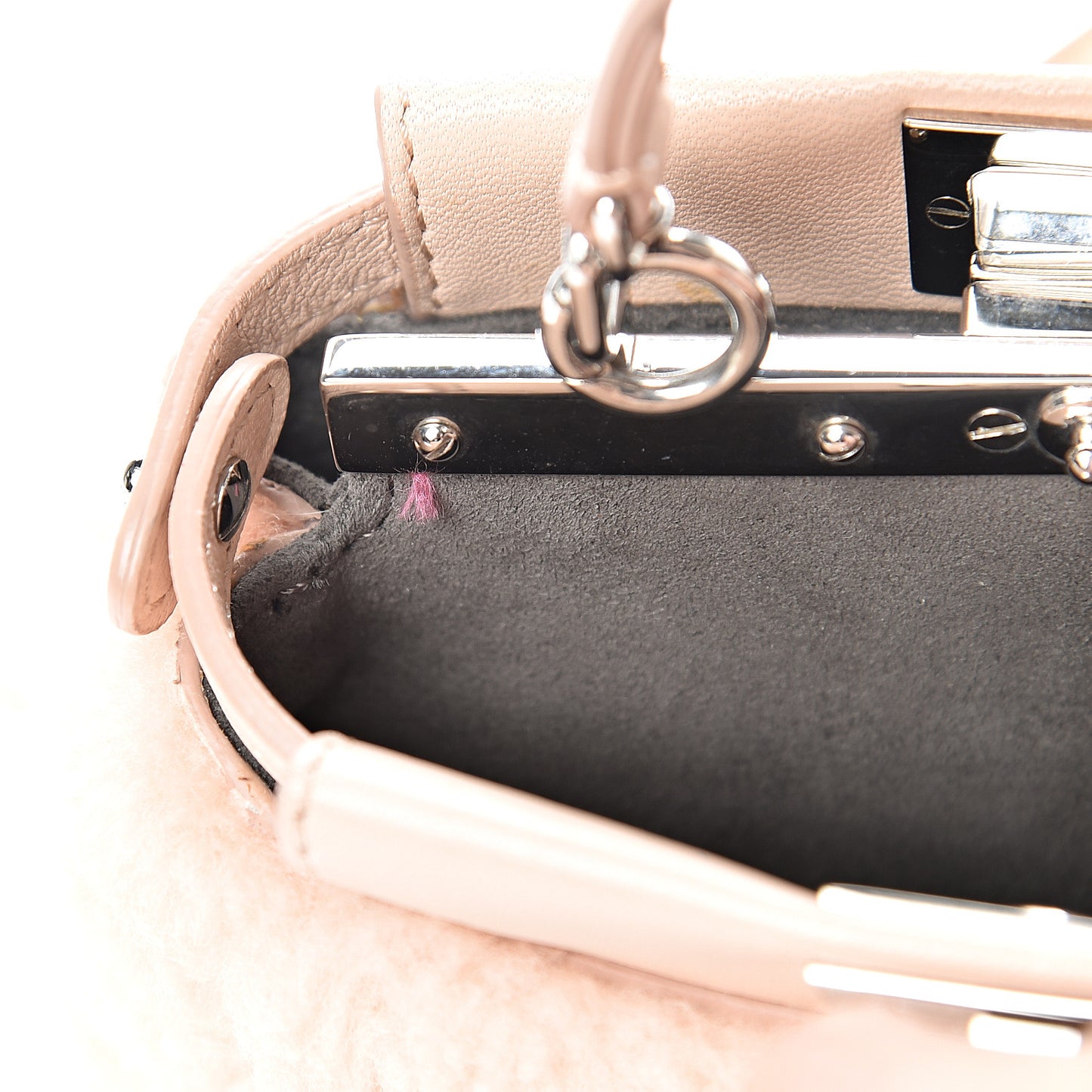 Shearling Shiny Nappa Micro Peekaboo Iconic Satchel Light Rose