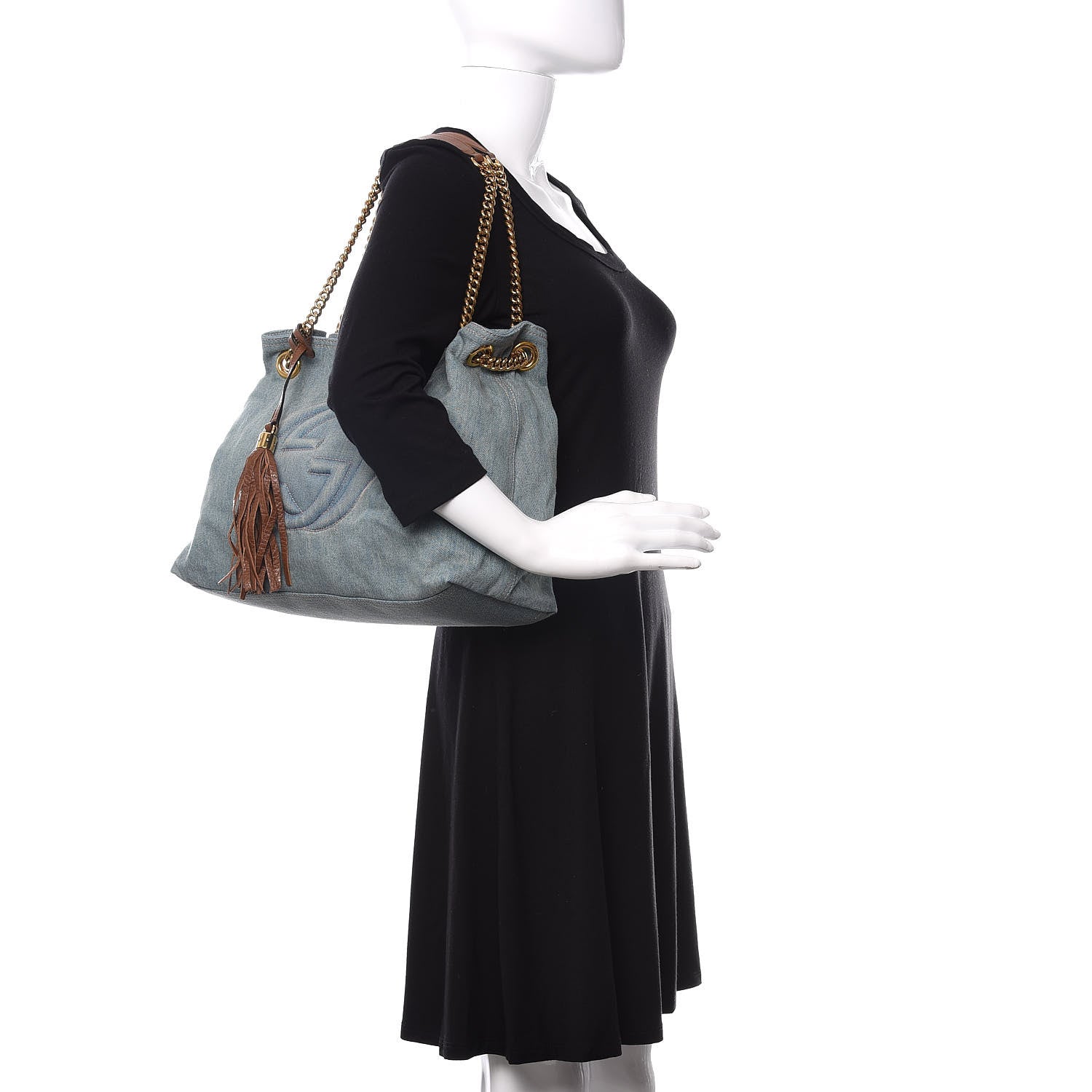 Gucci Denim Medium Soho Chain Shoulder Bag Blue 2 of 11