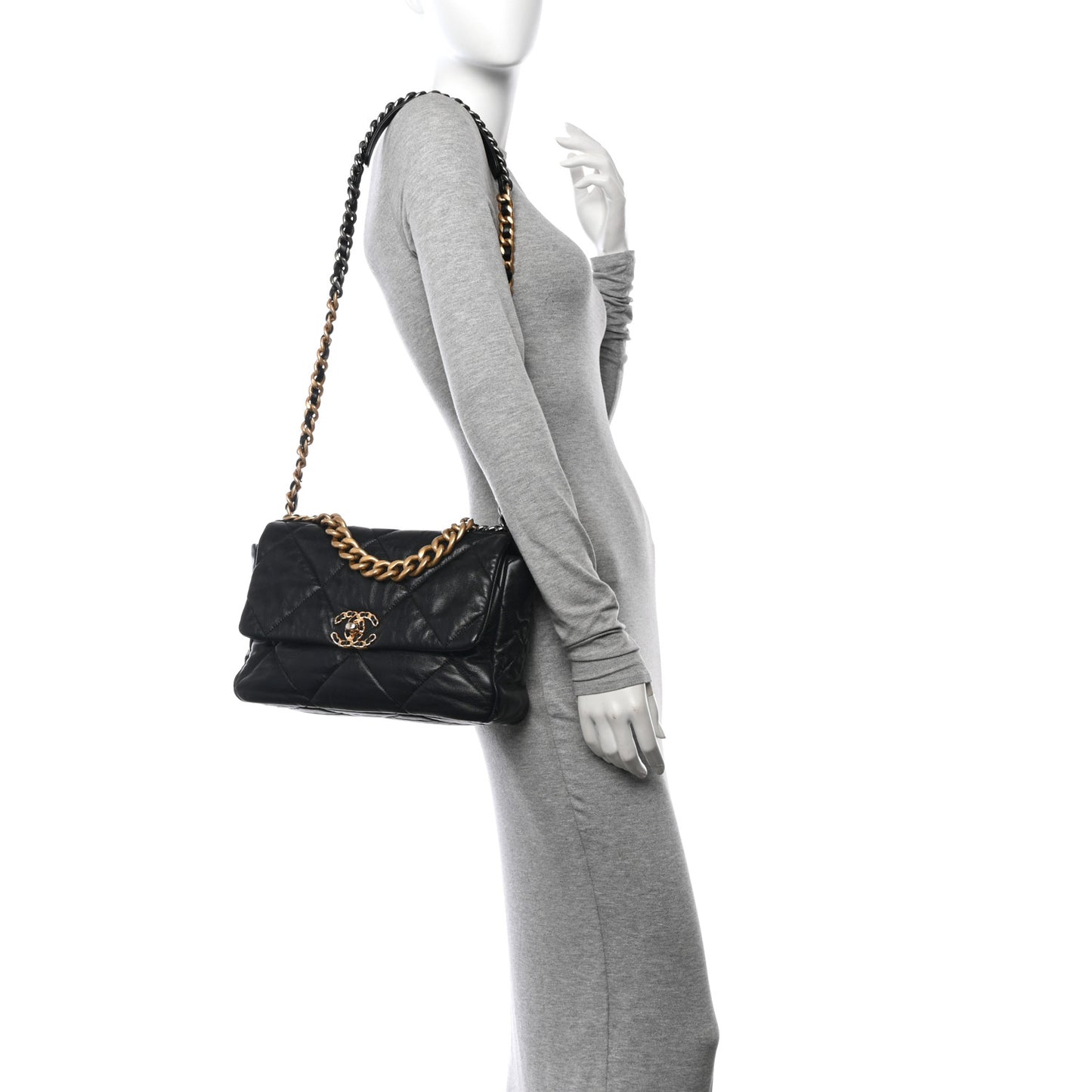 Goatskin Quilted Large Chanel 19 Flap Black