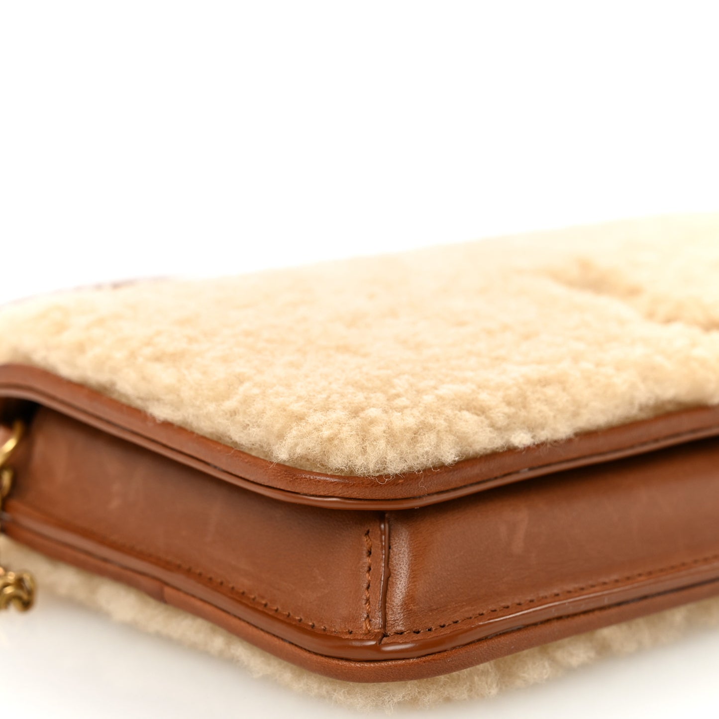 Shearling Monogram Phone Holder Crossbody Brown