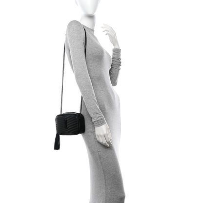 Saint Laurent Grain De Poudre Matelasse Monochrome Monogram Mini Lou Camera Bag Black 2 of 10