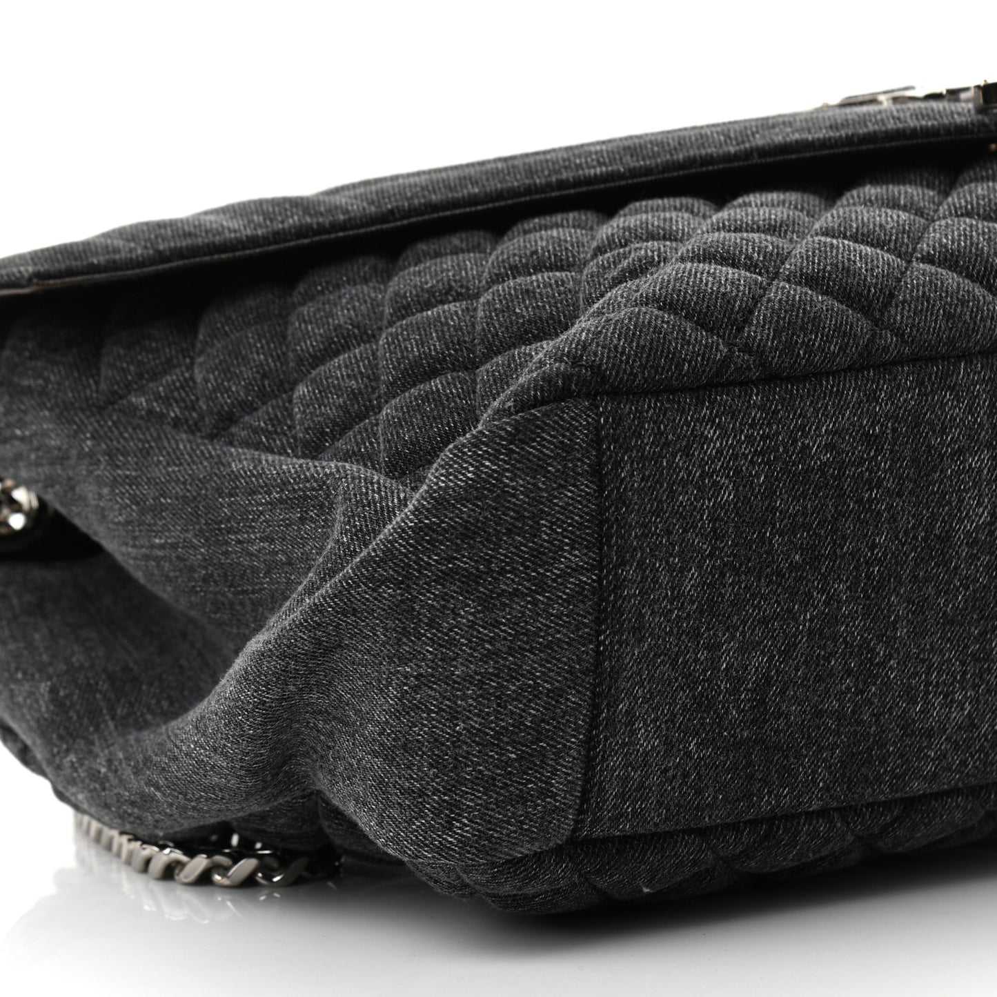 Denim Mixed Matelasse Triquilt Large Monogram Envelope Satchel Black