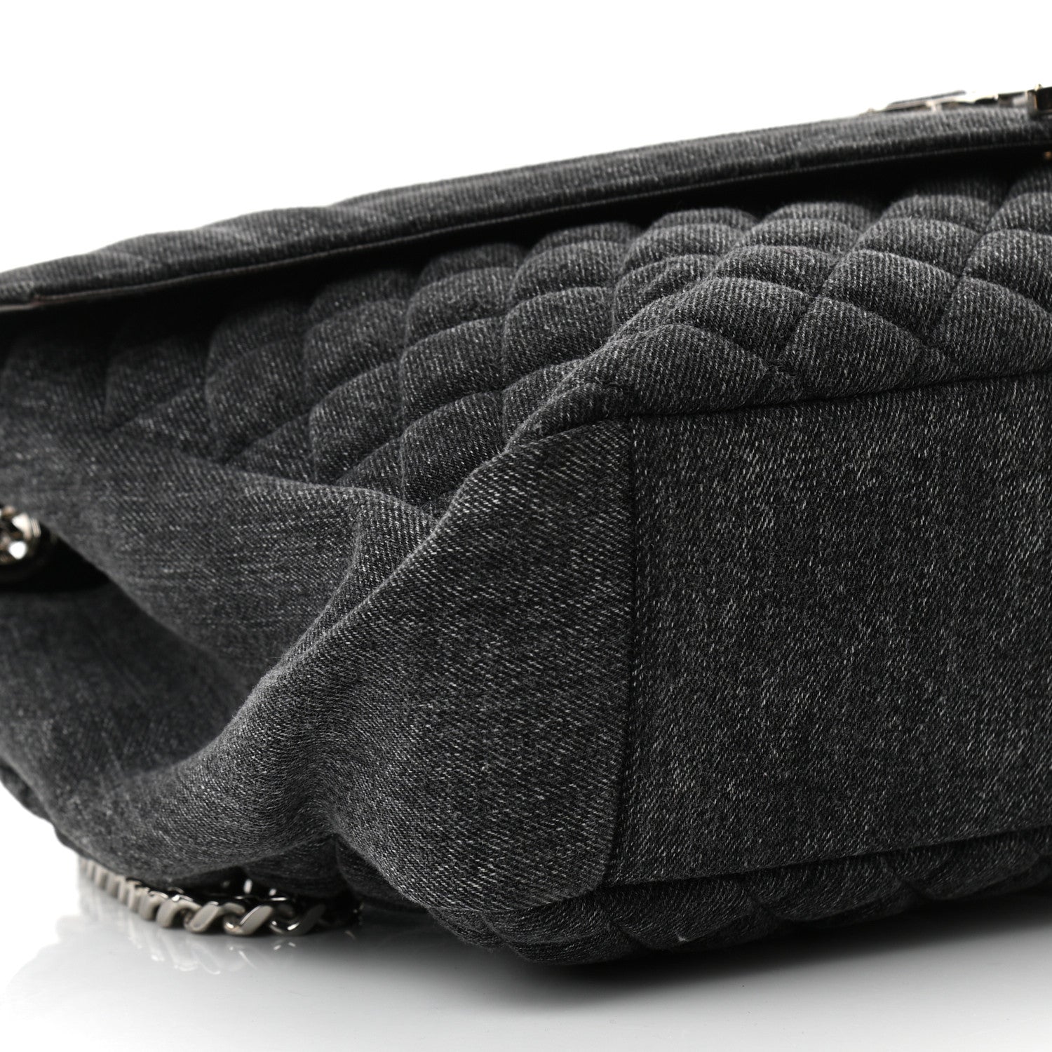 Saint Laurent Denim Mixed Matelasse Triquilt Large Monogram Envelope Satchel Black 8 of 10