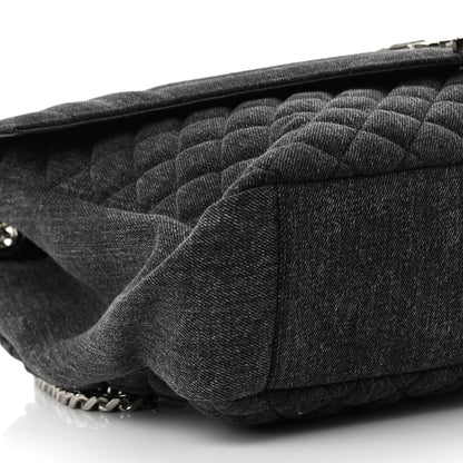 Saint Laurent Denim Mixed Matelasse Triquilt Large Monogram Envelope Satchel Black 8 of 10