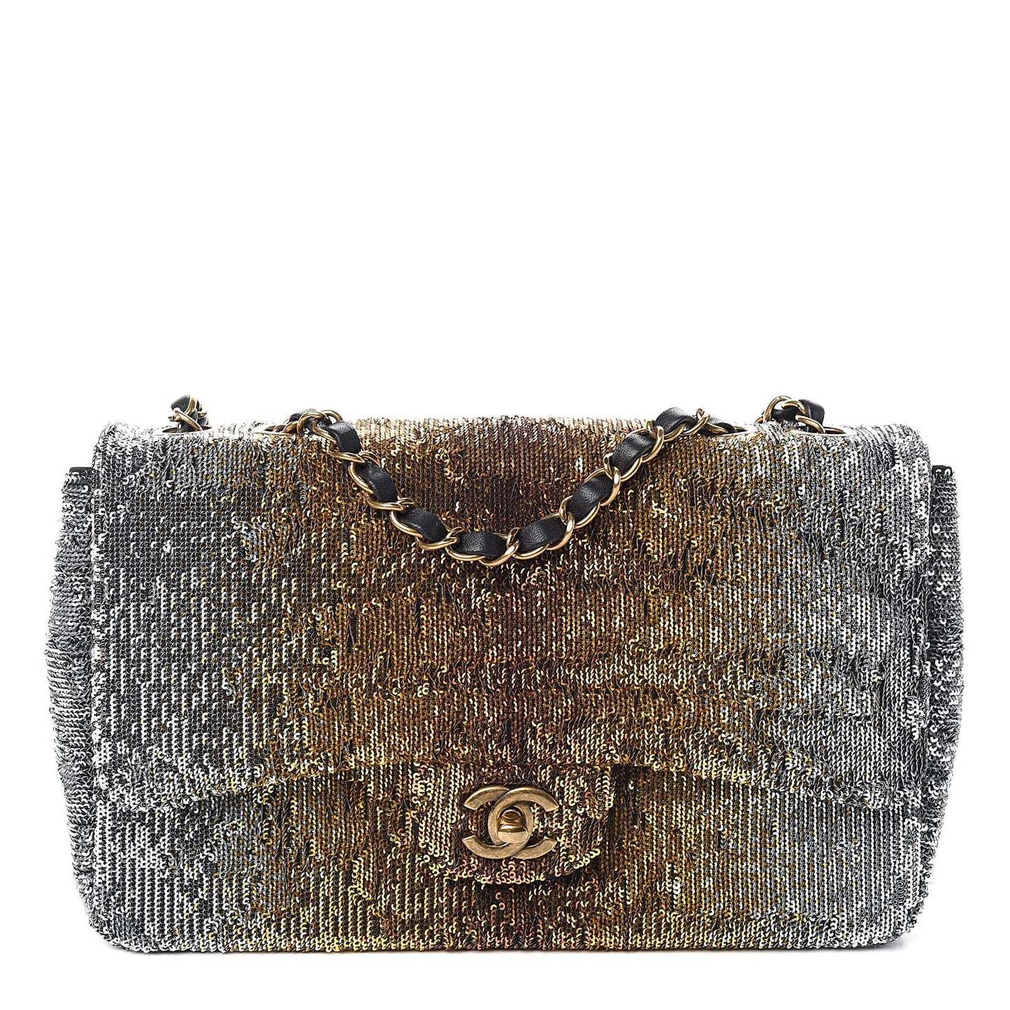 Sequin Medium Single Flap Silver Gold
