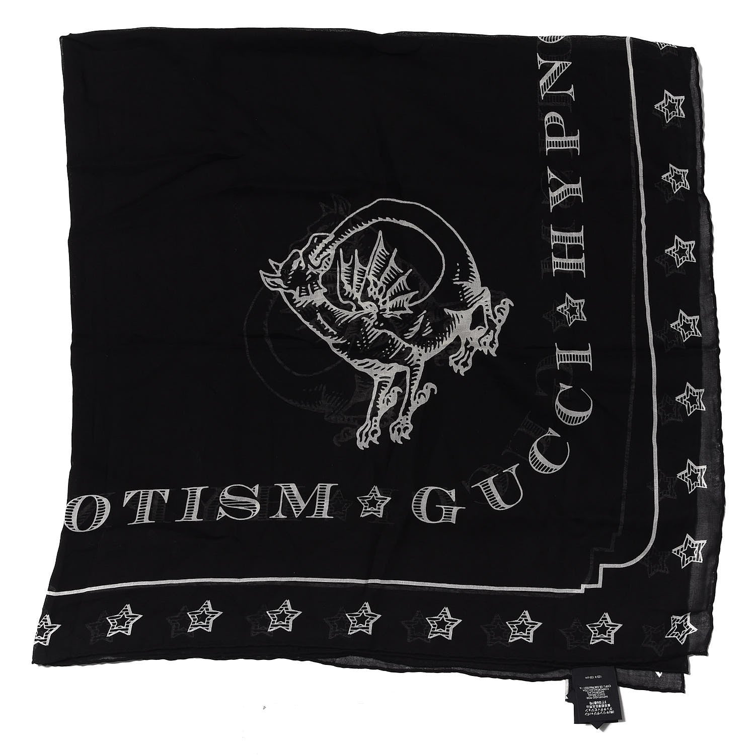 Gucci Cotton Dragon Print Square Scarf Black 1 of 5