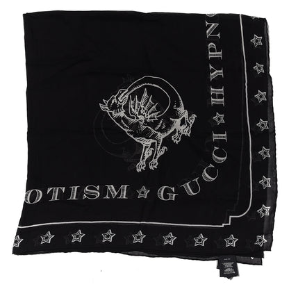 Gucci Cotton Dragon Print Square Scarf Black 1 of 5