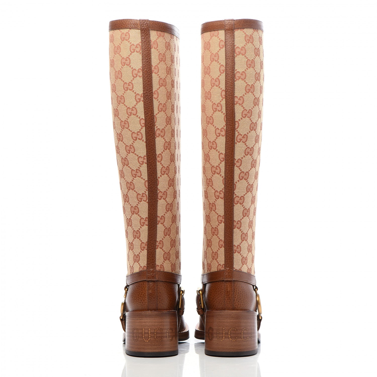 Gucci GG Monogram Calfskin Lola Tall Boots 36.5 Beige Ruggine Cuir 4 of 8