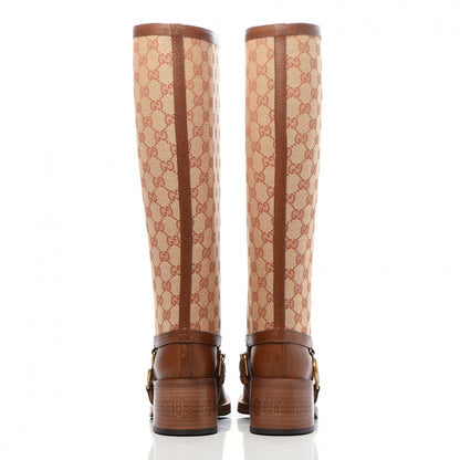 Gucci GG Monogram Calfskin Lola Tall Boots 36.5 Beige Ruggine Cuir 4 of 8