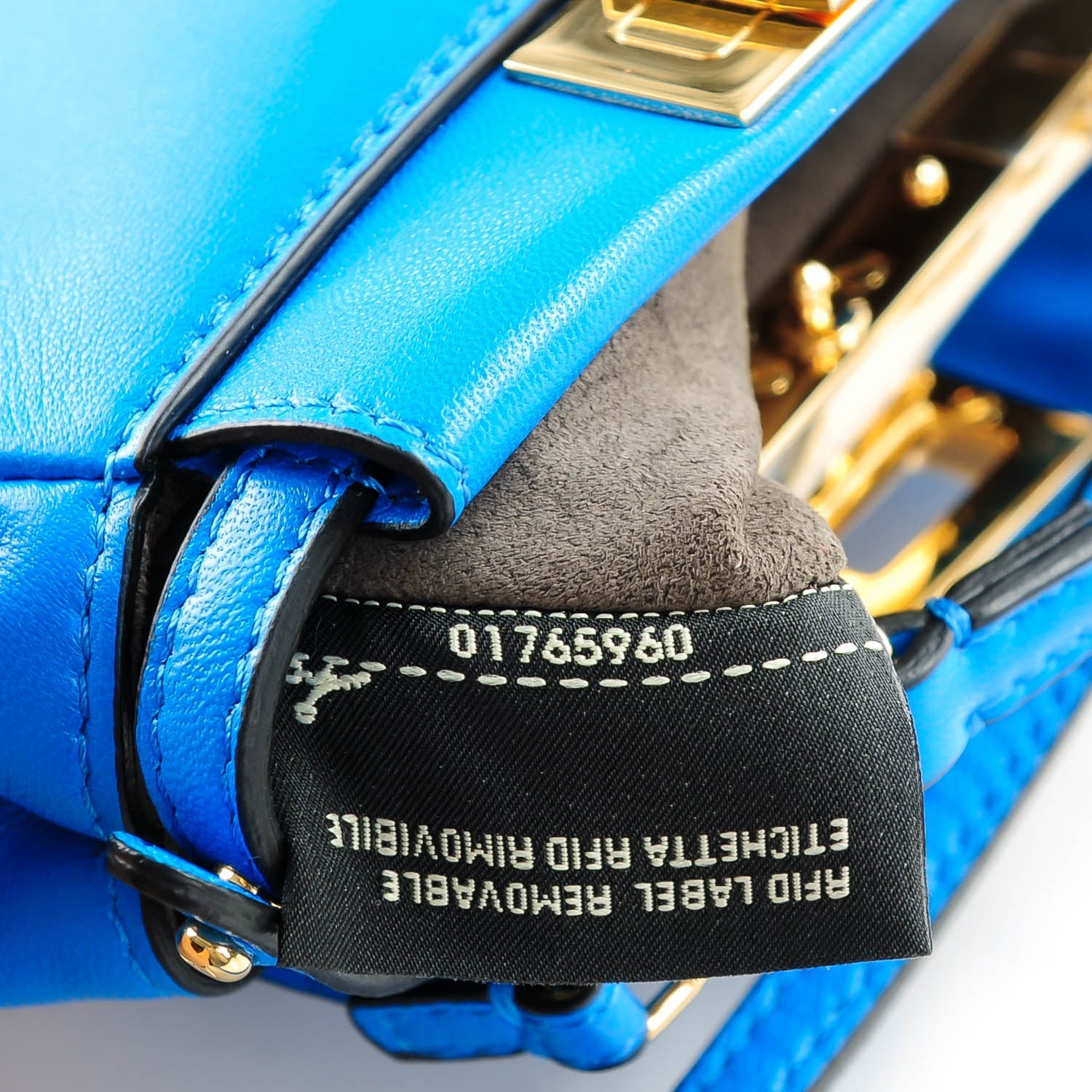 Fendi Shiny Nappa Micro Peekaboo Iconic Satchel Blue Royal 7 of 9
