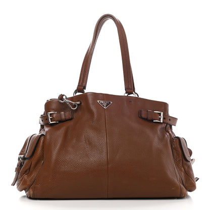 Prada Vitello Daino Buckle Shoulder Bag Tabacco 2 of 16