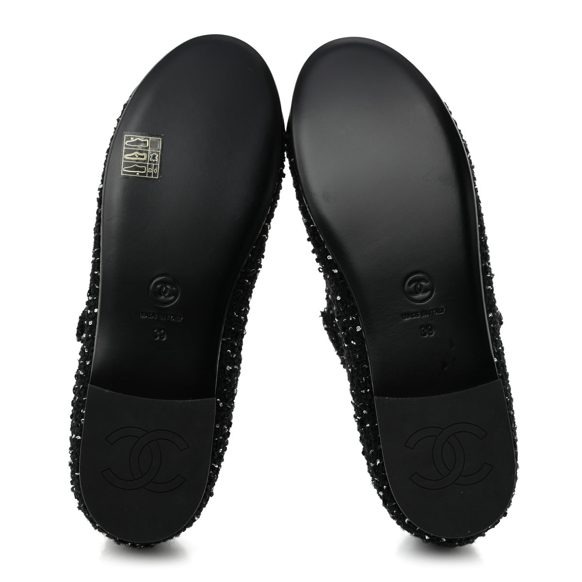 Chanel Tweed Sequin Grosgrain Cap Toe Mary Jane Flats 39 Black 6 of 11