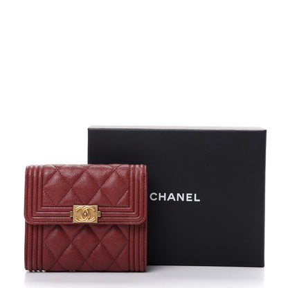 Chanel Caviar Quilted Compact Boy Wallet Burgundy 9 of 9