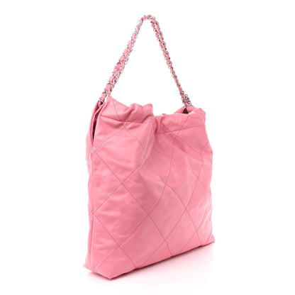 Chanel Shiny Calfskin Quilted Chanel 22 Drawstring Bag Pink 4 of 14