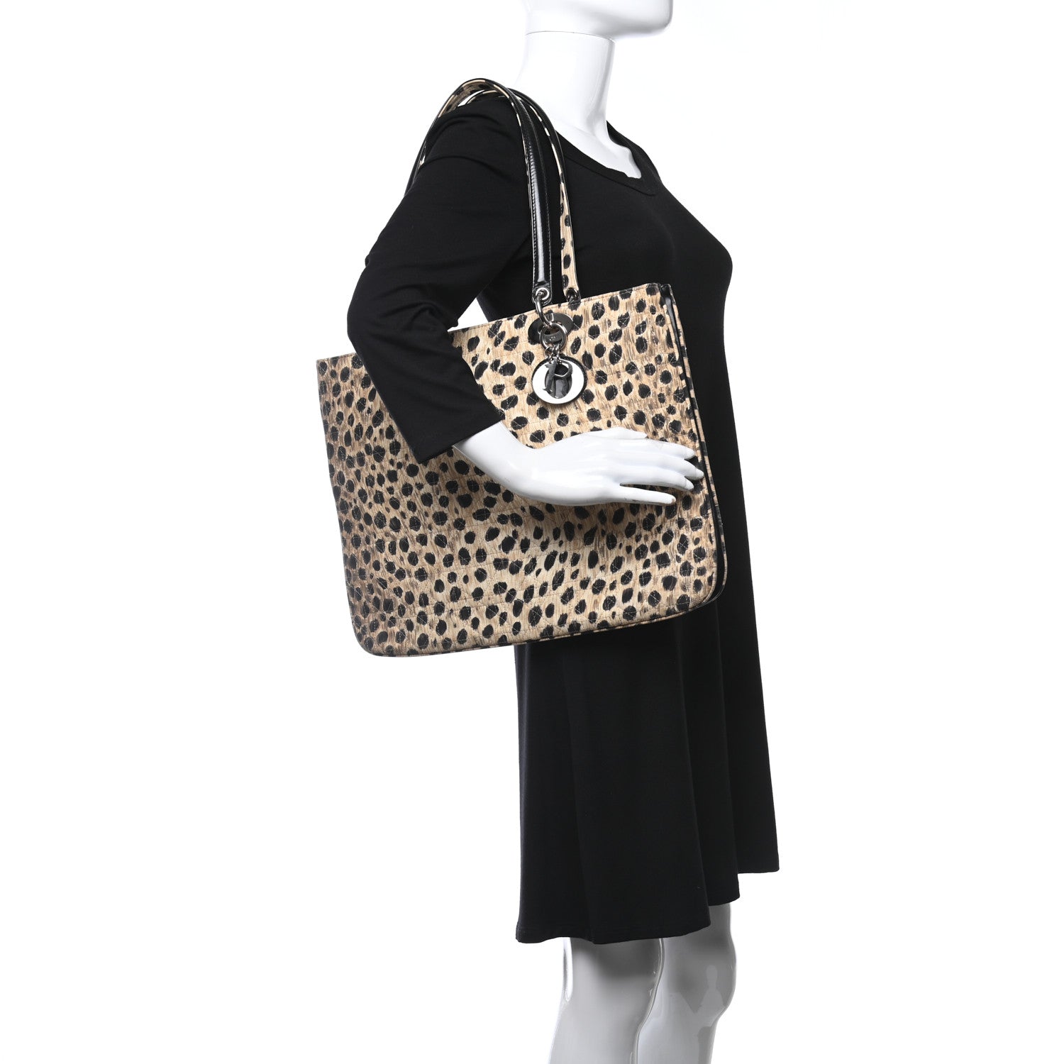 Christian Dior Canvas Leopard Print Lady Dior Tote 2 of 9