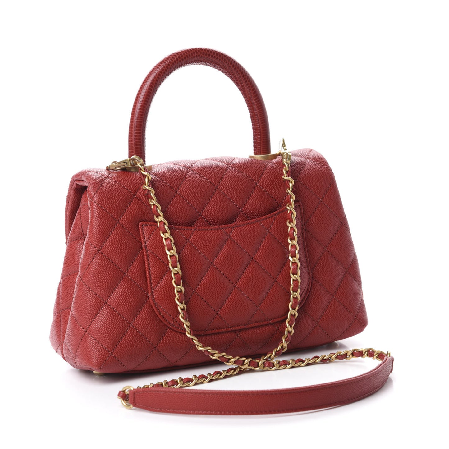 Caviar Quilted Mini Coco Handle Flap Dark Red