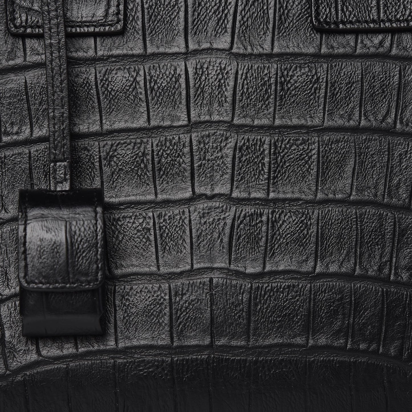 Calfskin Crocodile Embossed Small Sac de Jour Black