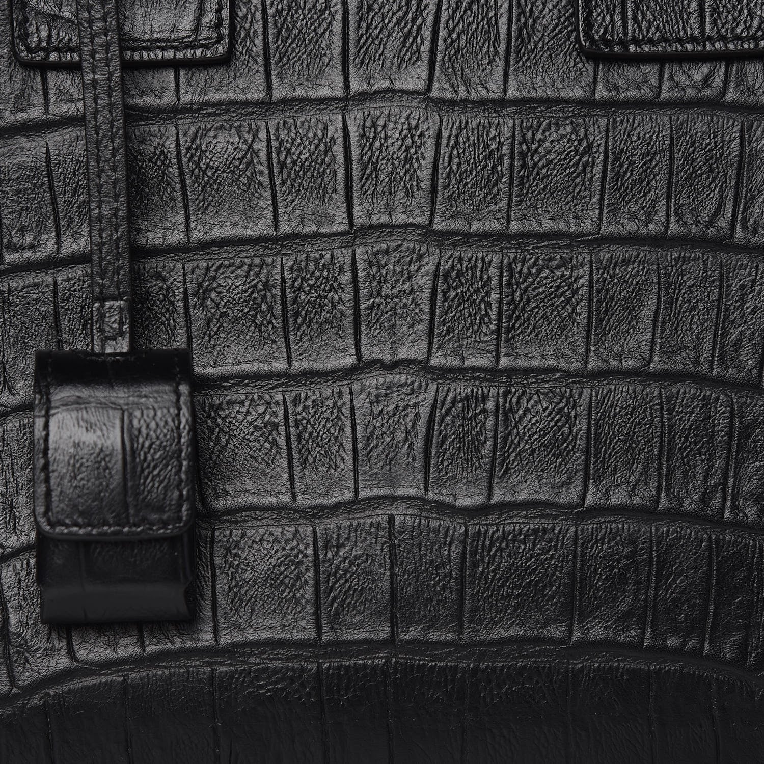 Saint Laurent Calfskin Crocodile Embossed Small Sac de Jour Black 12 of 12