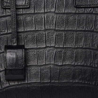 Saint Laurent Calfskin Crocodile Embossed Small Sac de Jour Black 12 of 12