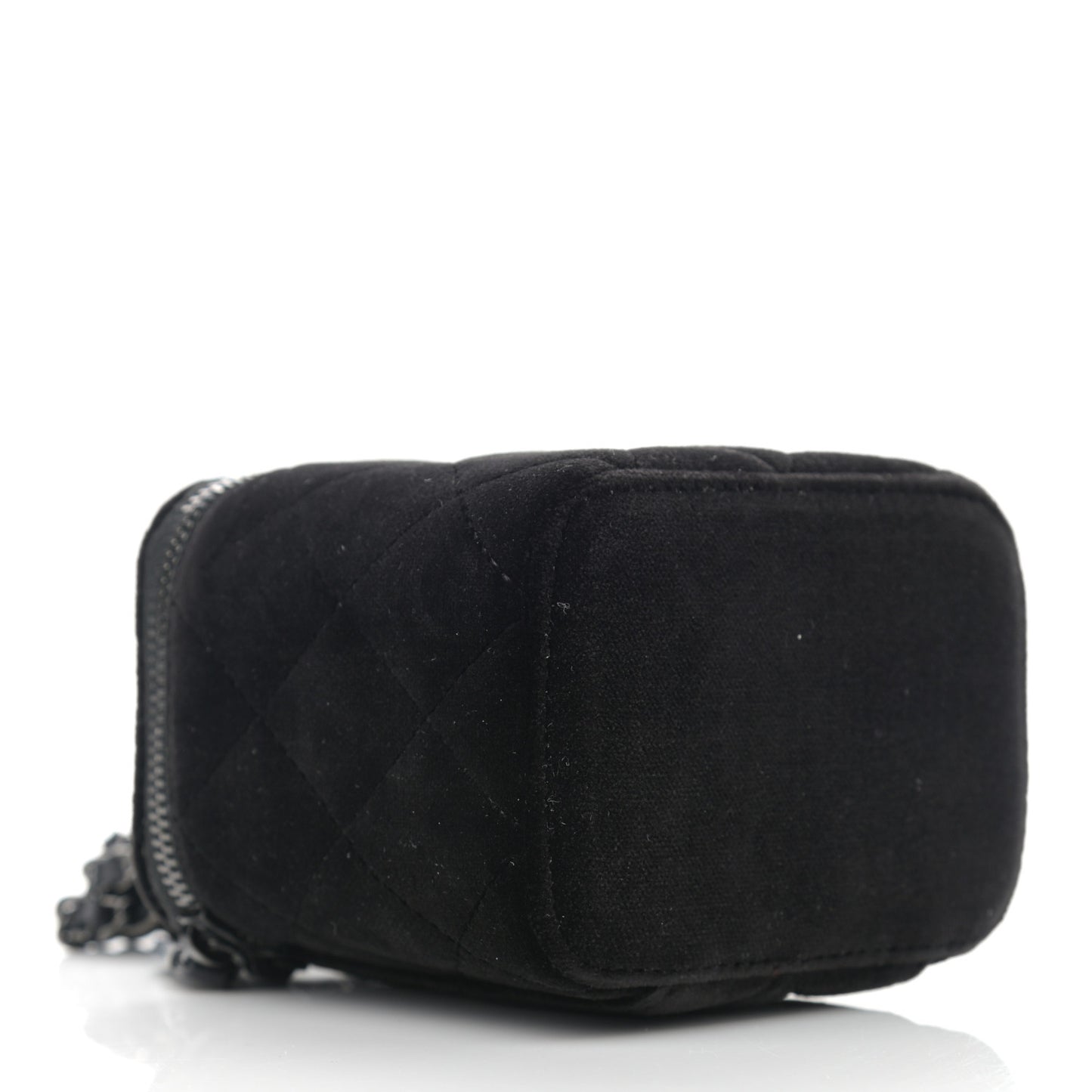 Velvet Quilted Mini Vanity Case With Chain So Black