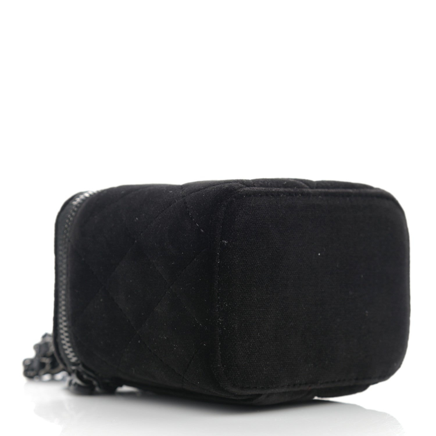 Chanel Velvet Quilted Mini Vanity Case With Chain So Black 3 of 10
