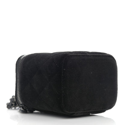 Chanel Velvet Quilted Mini Vanity Case With Chain So Black 3 of 10