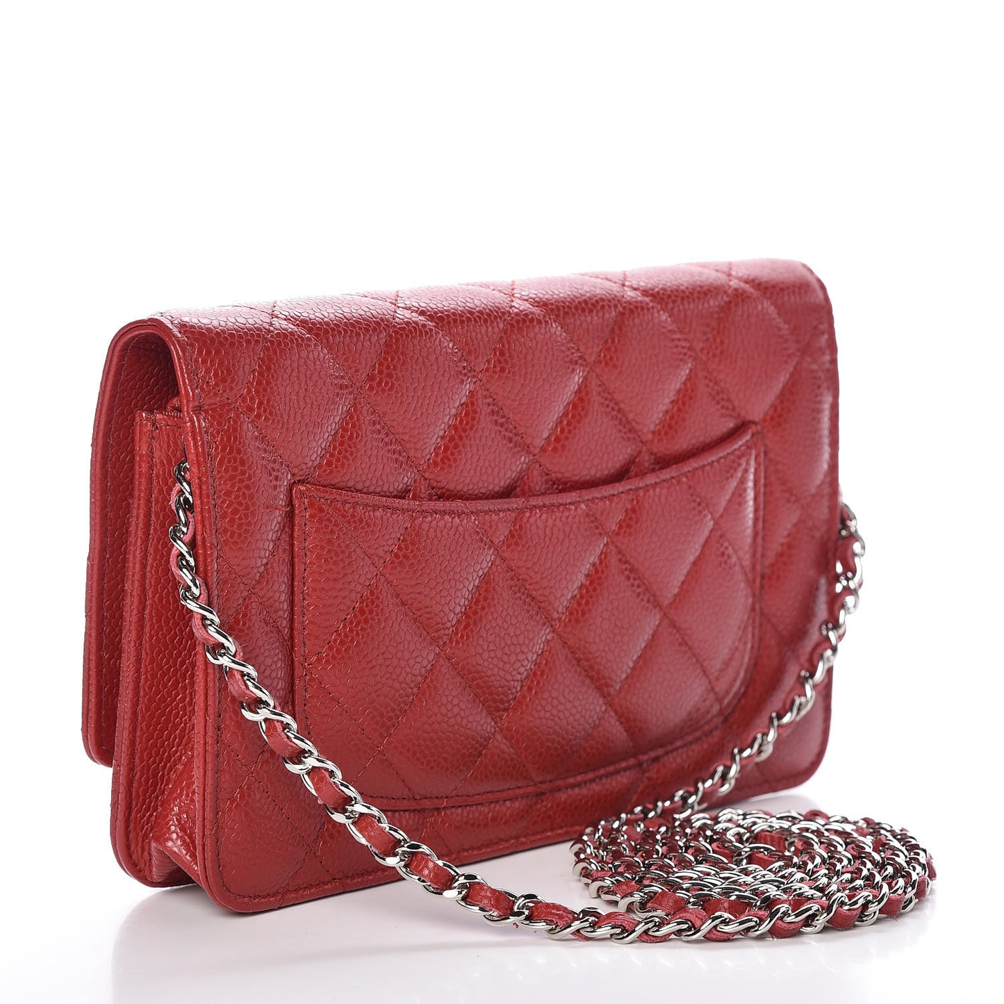 Caviar Quilted Wallet on Chain WOC Red