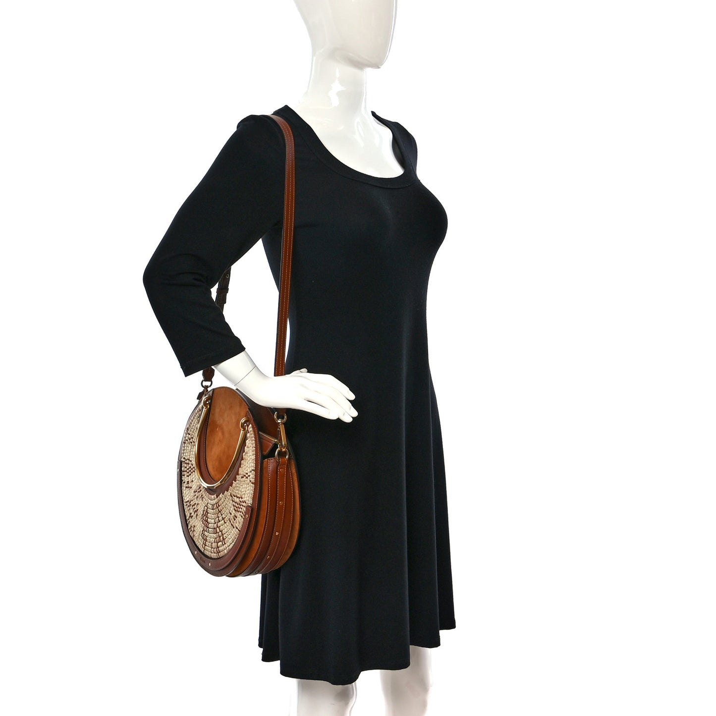 Calfskin Suede Raffia Medium Pixie Bag Caramel