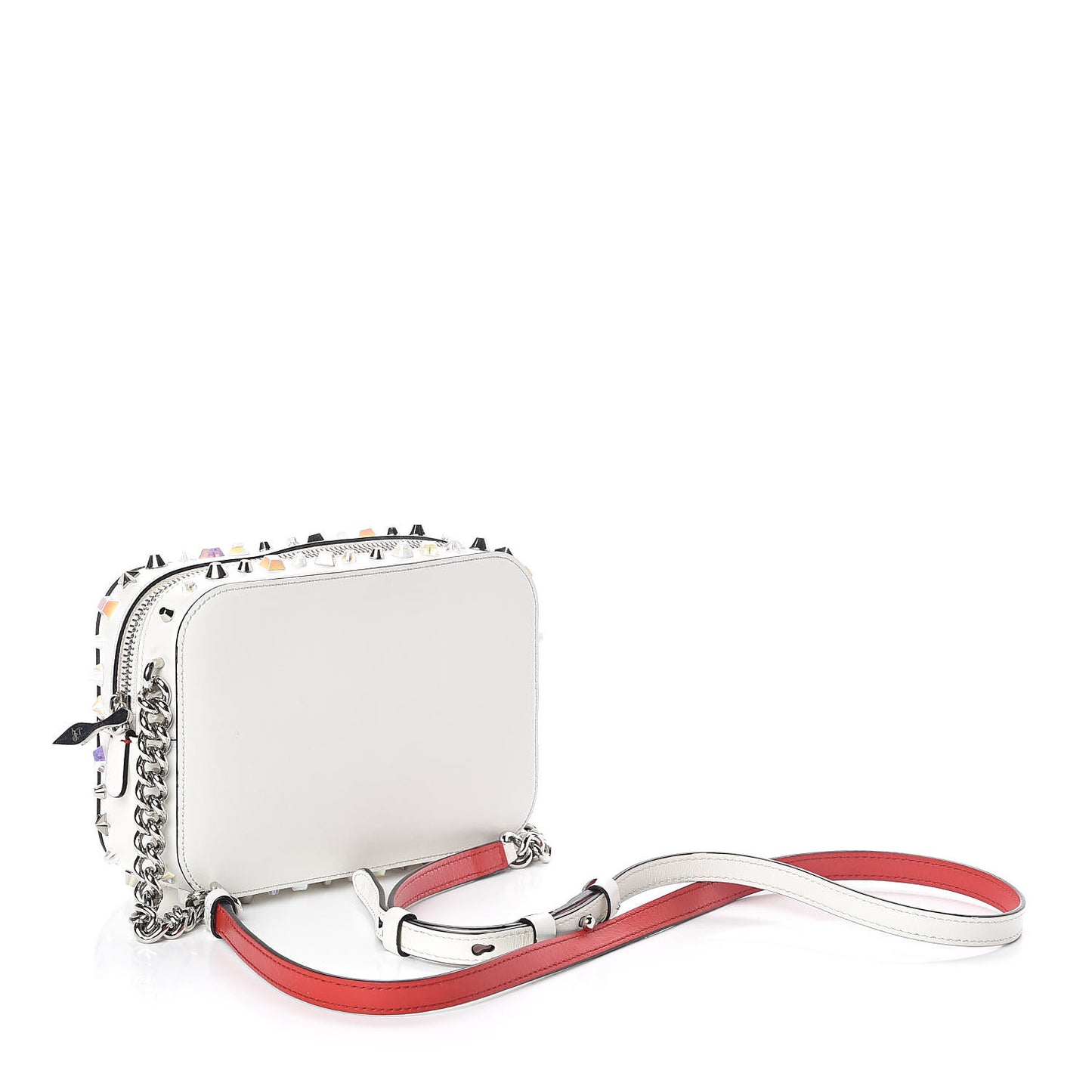 Vintage Trashmix Calfskin Spikes Mini Rubylou Crossbody White