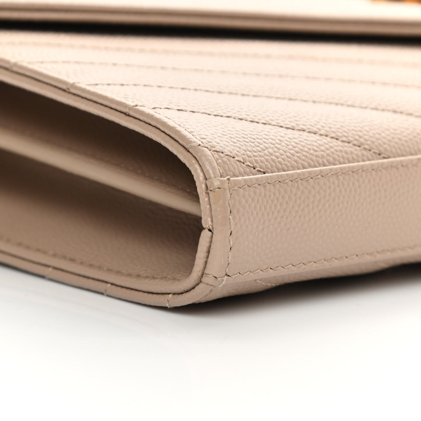 Grain De Poudre Matelasse Chevron Monogram Chain Wallet Dark Beige