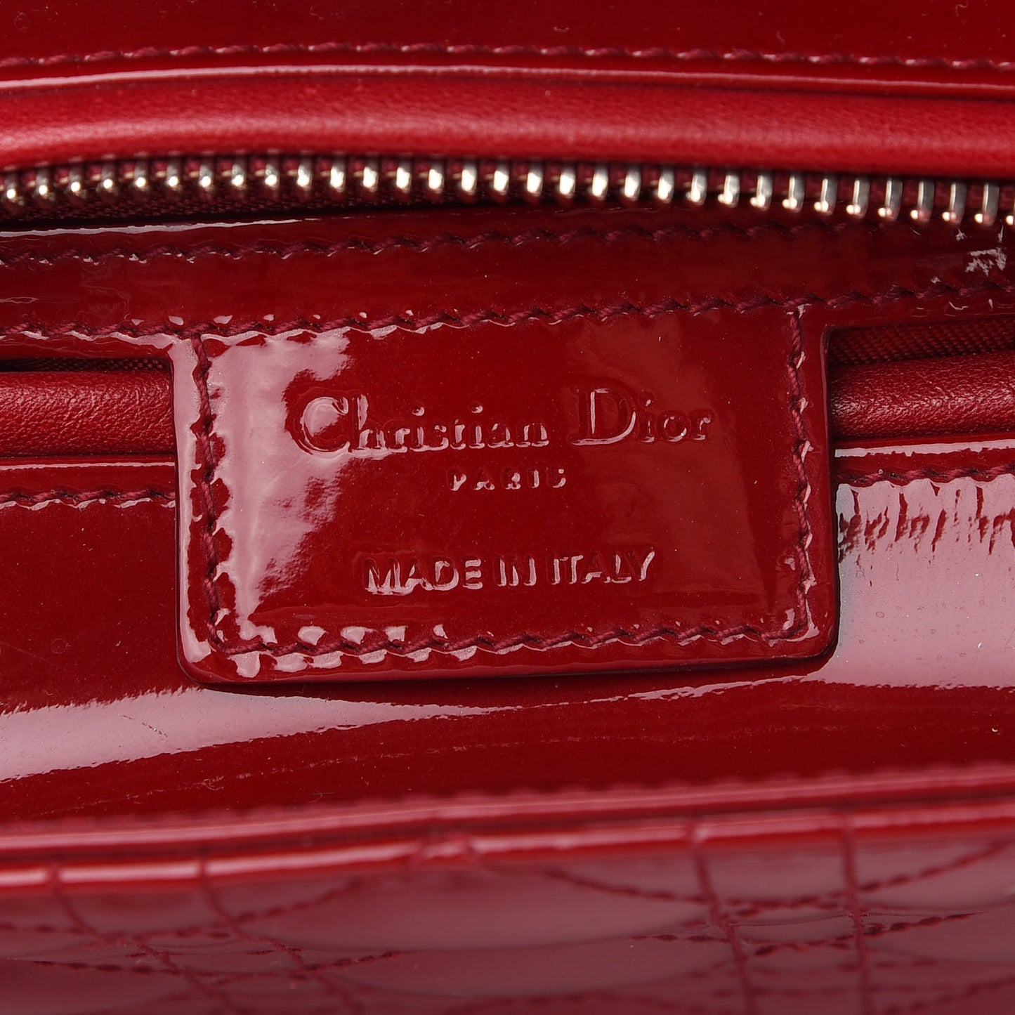 Patent Cannage Medium Lady Dior Red