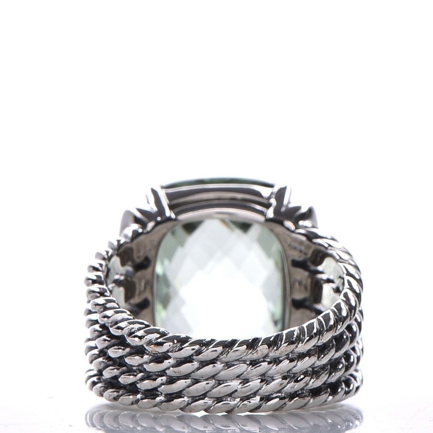 Sterling Silver Diamond Prasiolite 16mm Wheaton Ring 53 6.5