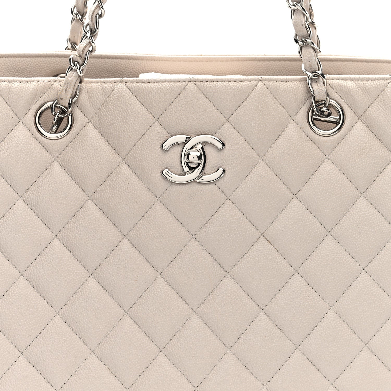 Chanel Caviar Quilted Large CC Shopping Tote Ivory 8 of 12