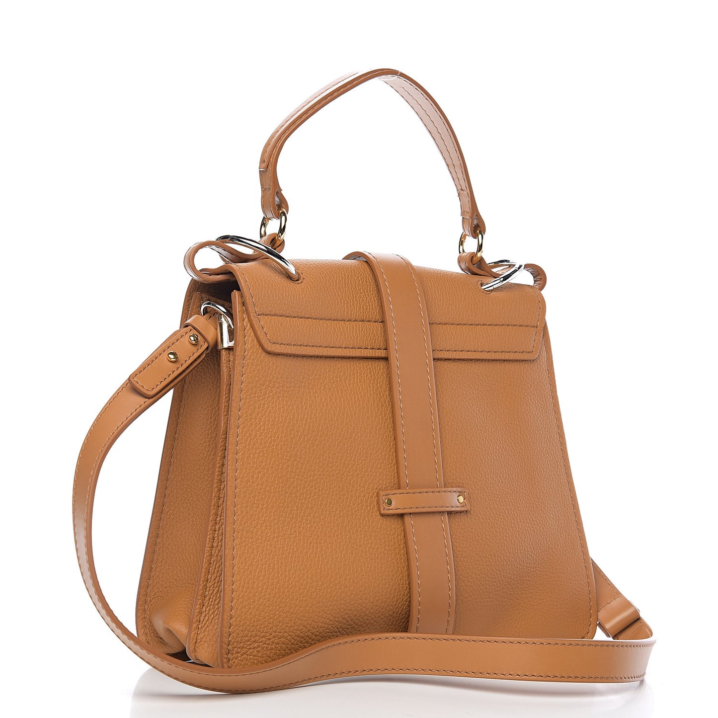 Shiny Grained Calfskin Medium Aby Day Shoulder Bag Ochre