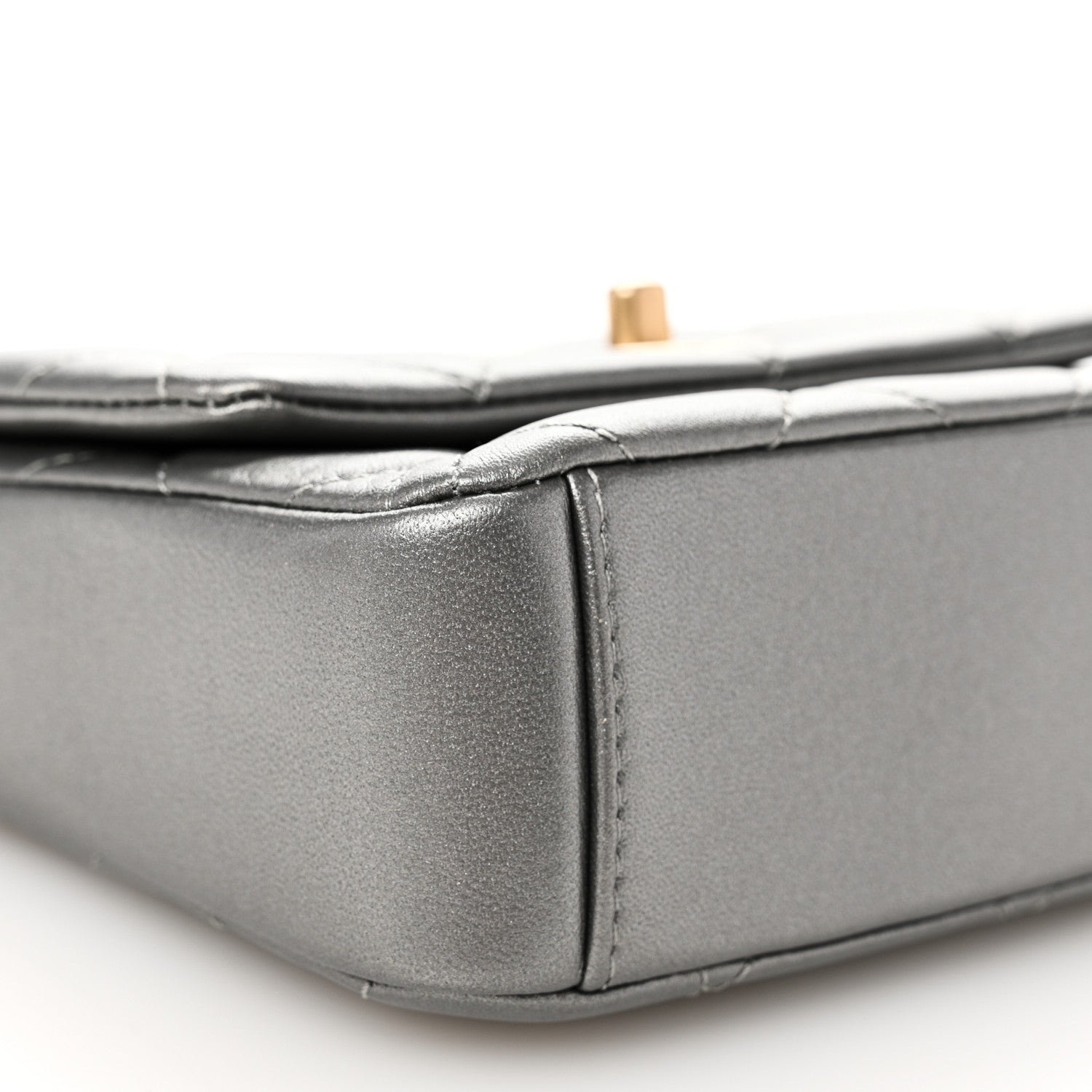Chanel Metallic Lambskin Quilted Mini Side Note Flap Grey 9 of 10