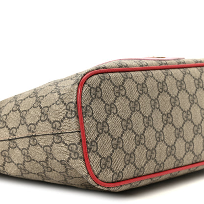 Gucci Soft GG Supreme Monogram Web Bosco Patch Small Crossbody Tote Beige Malva Hibiscus Red 11 of 13
