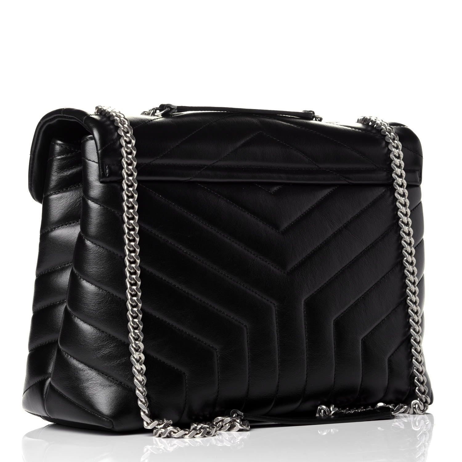 Saint Laurent Calfskin Y Quilted Monogram Medium Loulou Chain Satchel Black 3 of 9