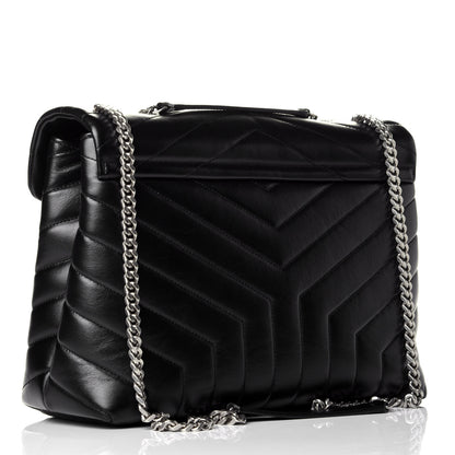Saint Laurent Calfskin Y Quilted Monogram Medium Loulou Chain Satchel Black 3 of 9