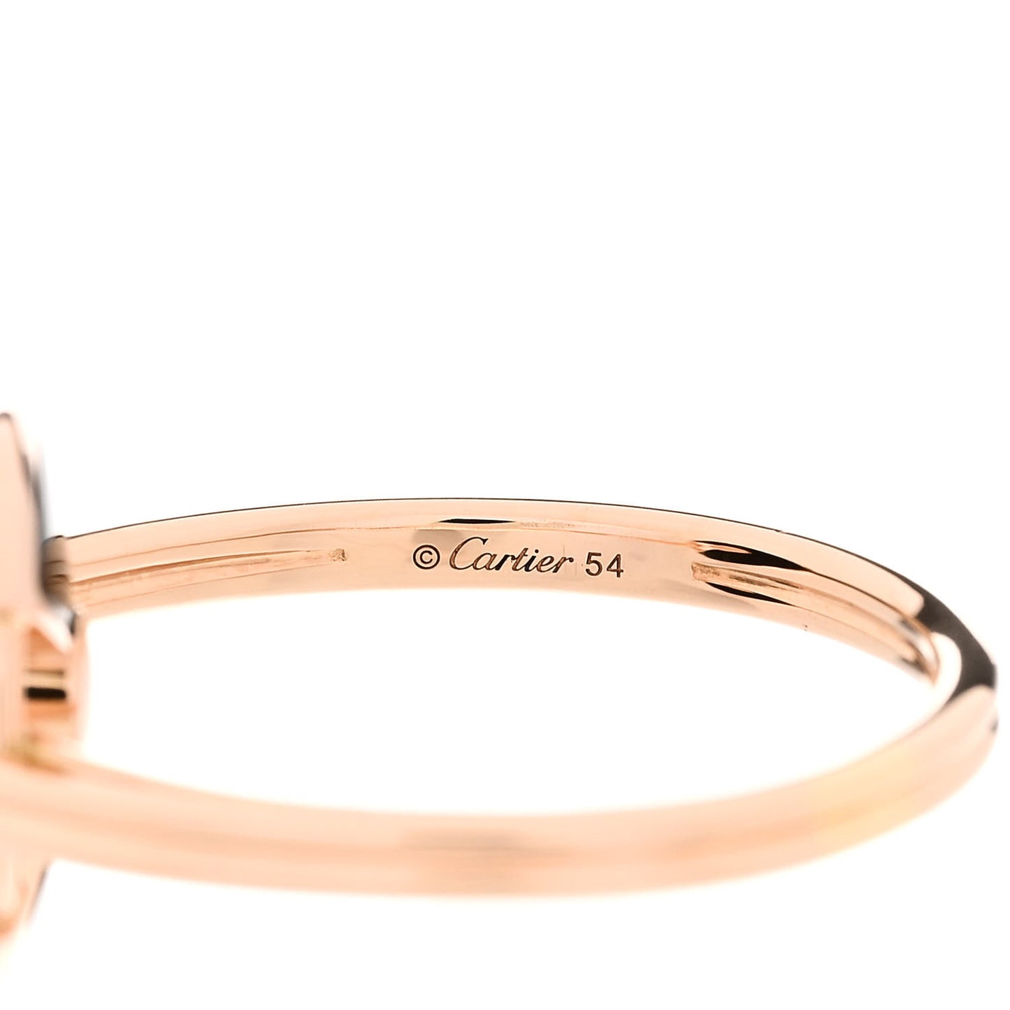 18K Pink Gold Diamond Black Onyx Amulette de Cartier Ring 54 6.75
