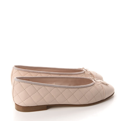 Chanel Lambskin Quilted Cap Toe Ballerina Flats 40 Beige 4 of 10