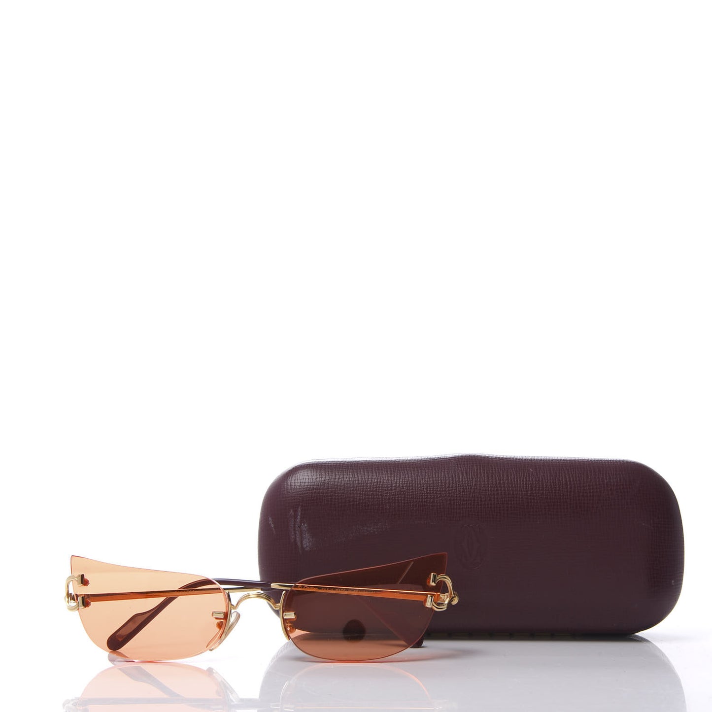 Cat Eye Rimless Sunglasses Gold Orange