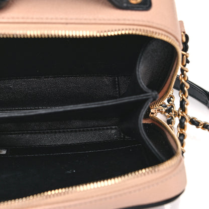 Chanel Caviar Quilted Small CC Filigree Vanity Case Beige Black 3 of 5