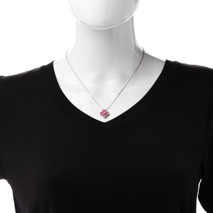 Van Cleef & Arpels 18K Rose Gold Diamond Rhodonite Vintage Alhambra Pendant Necklace 2 of 6