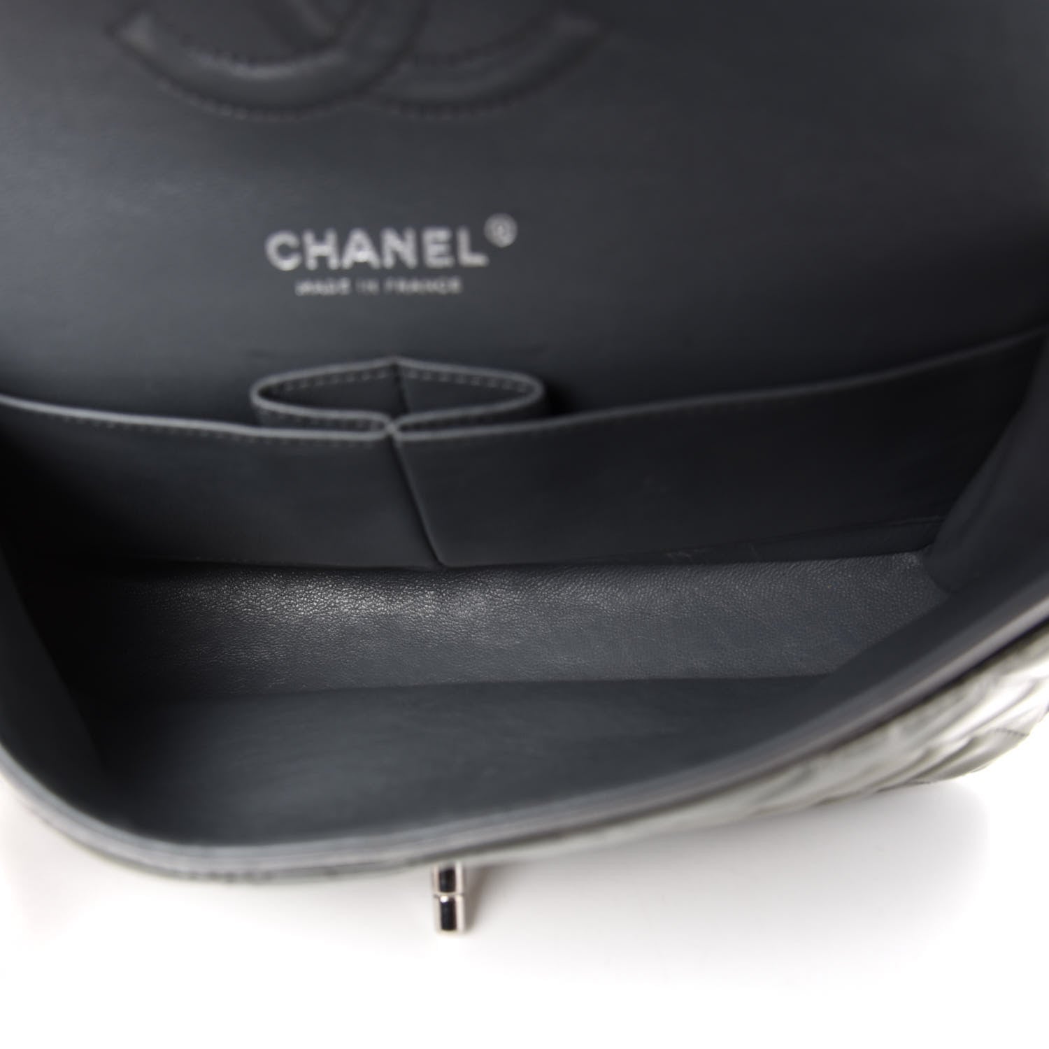 Chanel Patent Calfskin Quilted Medium Double Flap Grey 5 of 12