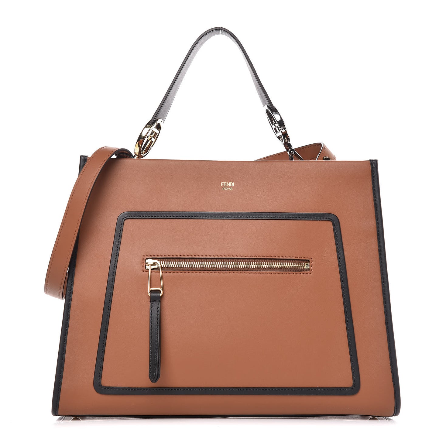 Vitello Century Opaco F is Fendi Bi-Color Regular Runaway Satchel Corteccia Black