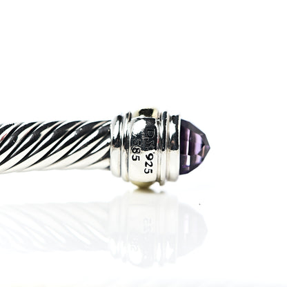 David Yurman Sterling Silver 14K Yellow Gold Amethyst 5mm Cable Classics Bracelet 4 of 5