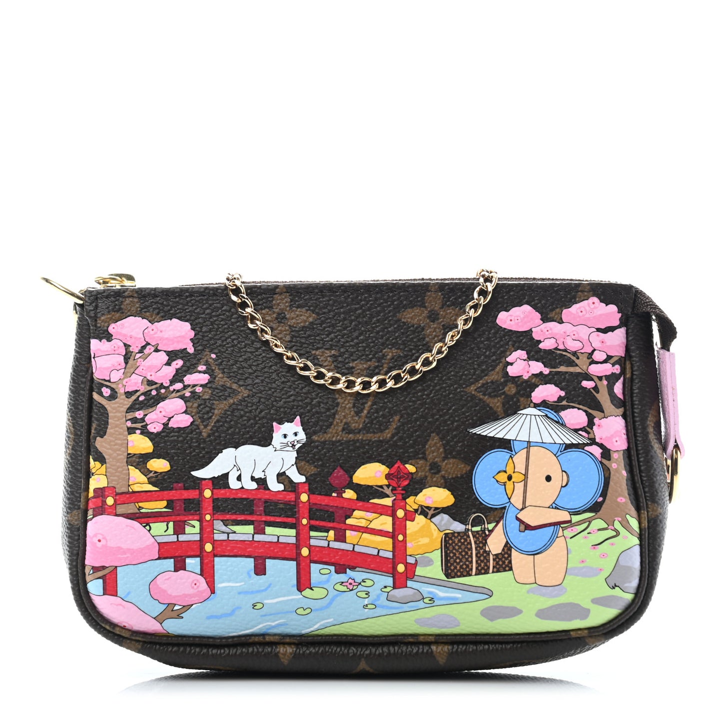 Monogram 2021 Christmas Animation Japanese Garden Mini Pochette Accessories Wisteria Pink