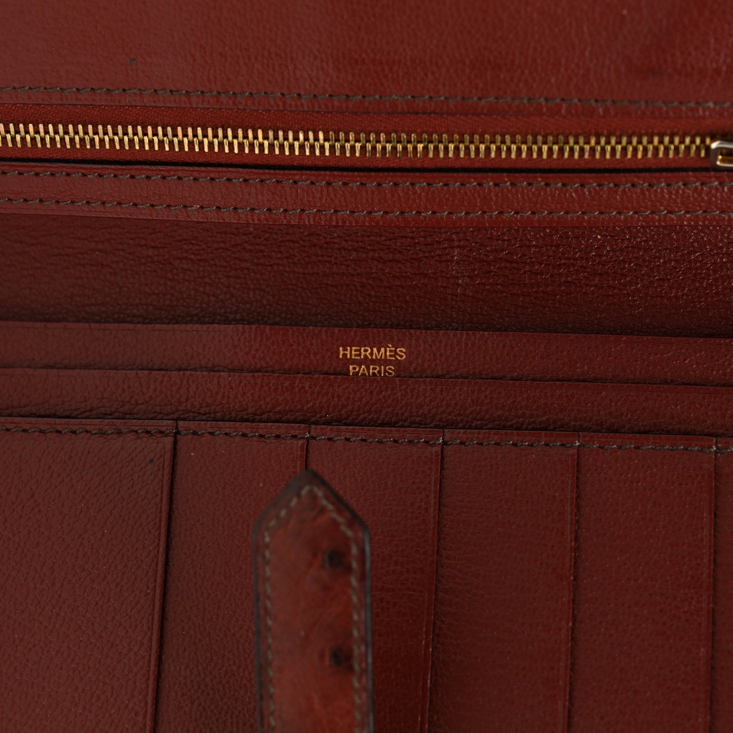 Ostrich Bearn Wallet Rouge H