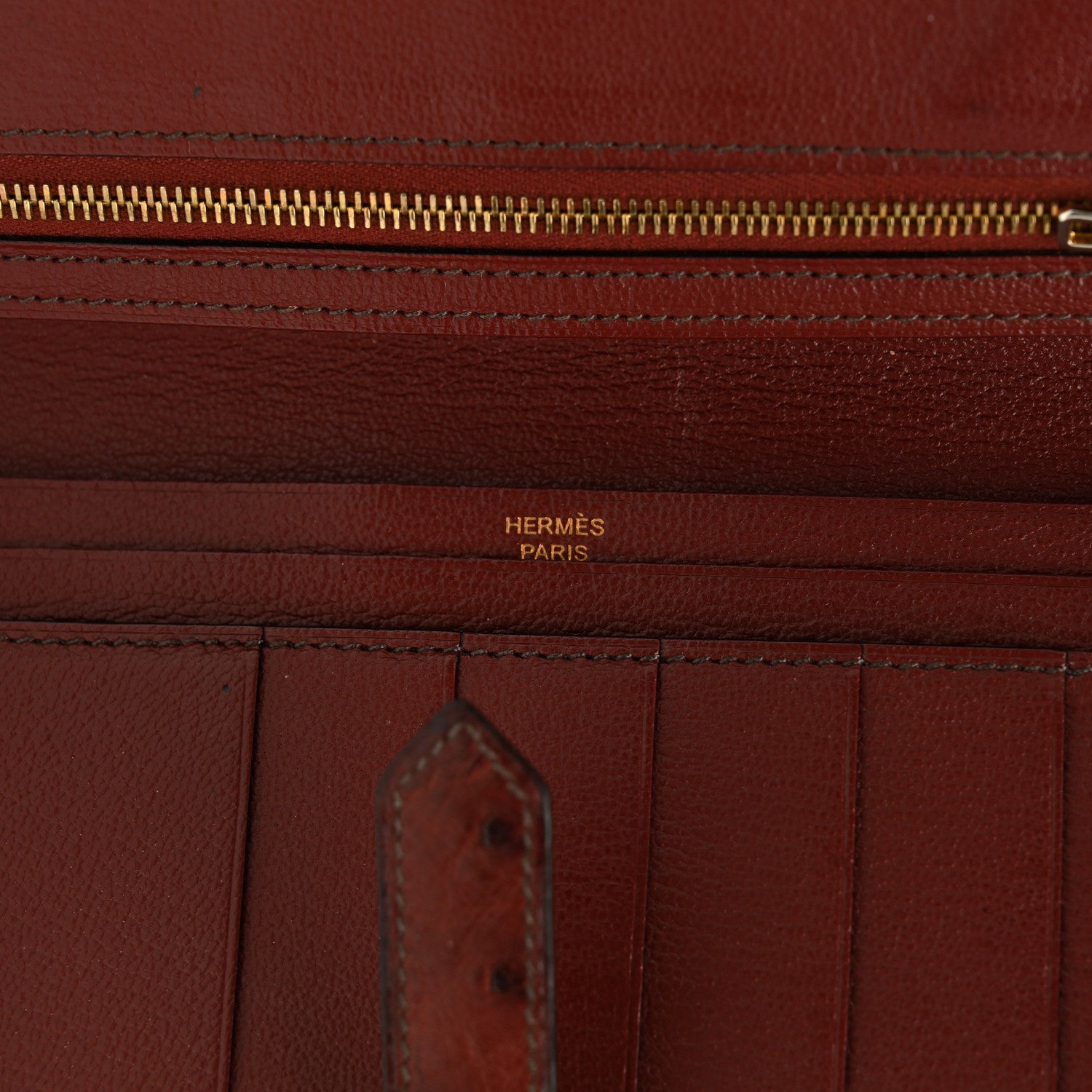 Hermes Ostrich Bearn Wallet Rouge H 6 of 10